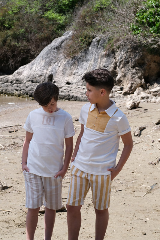 T-shirt bianca con monogramma DD oro per bambino DODÒ welldone