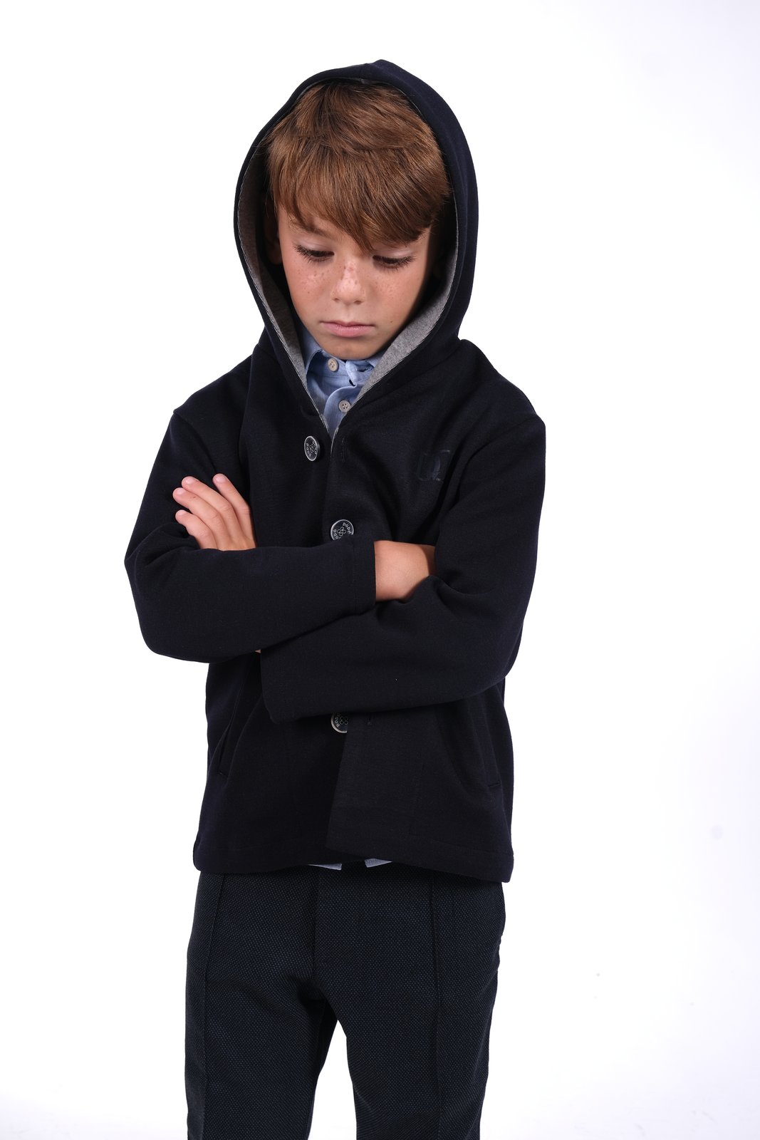 Cappotto nero con bottoni a vista per bambino DODÒ welldone