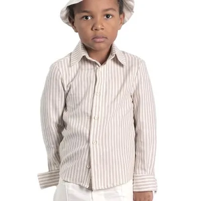 Camicia "Maiori" Righe Sabbia/Bianco