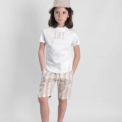 T-shirt "Positano" Bianca con Monogramma Rosa
